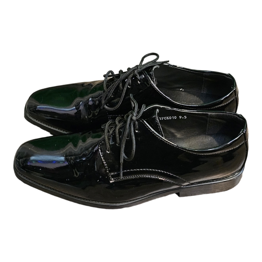 Miko Lotti TPCK010 Men's Black Plain Tuxedo Lace up Oxford Dress Shoes Size 9.5M